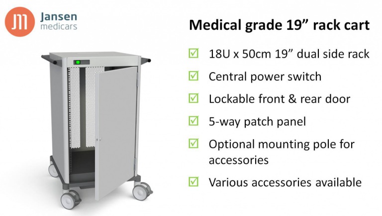 Medical grade 19inch rack cart